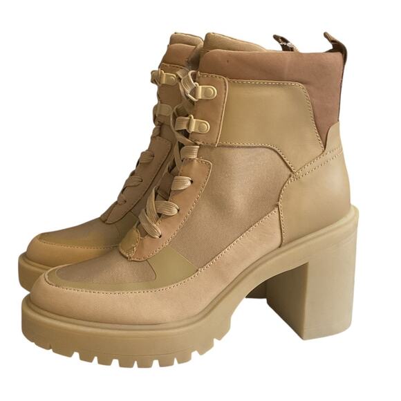 Dolce Vita Womens 9.5 M Tan Boots Collin Dune Heels Rubber Sole Chunky Sustain - Picture 2 of 15